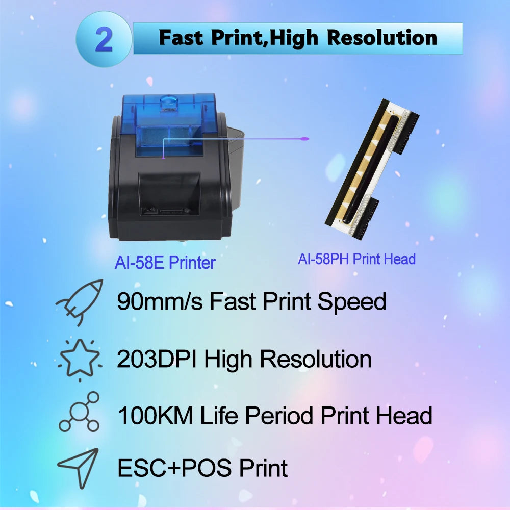 AIXW Dual Print Label and Receipt 58mm Thermal POS Printer Machine for Restaurant Bill Good Quality