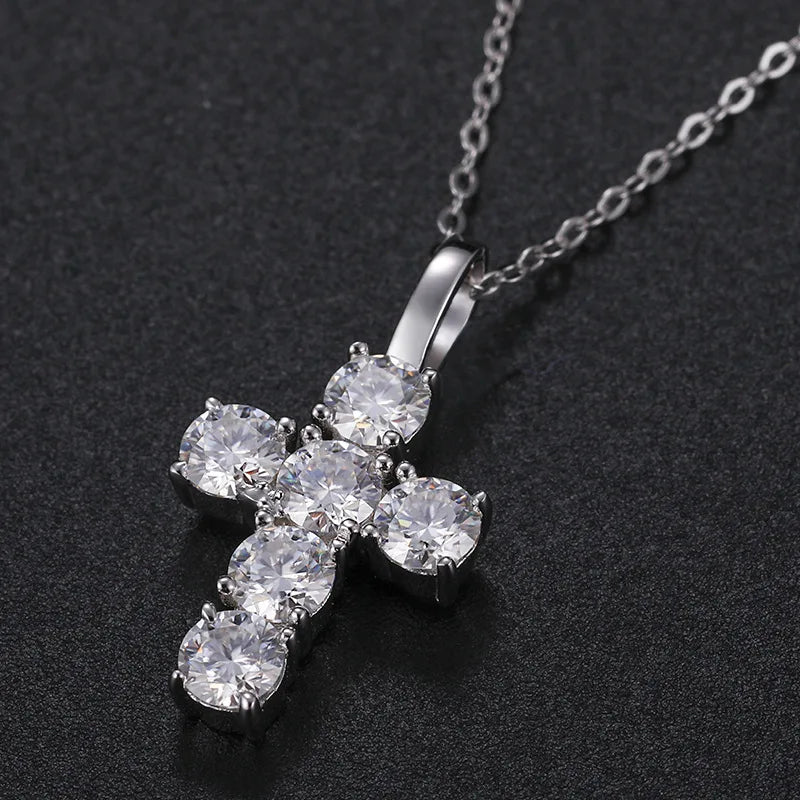 Fine 925 Sterling Silver Moissanite Pendant Hip Hop Iced Out Jewelry Cross  Charms Necklaces for Men