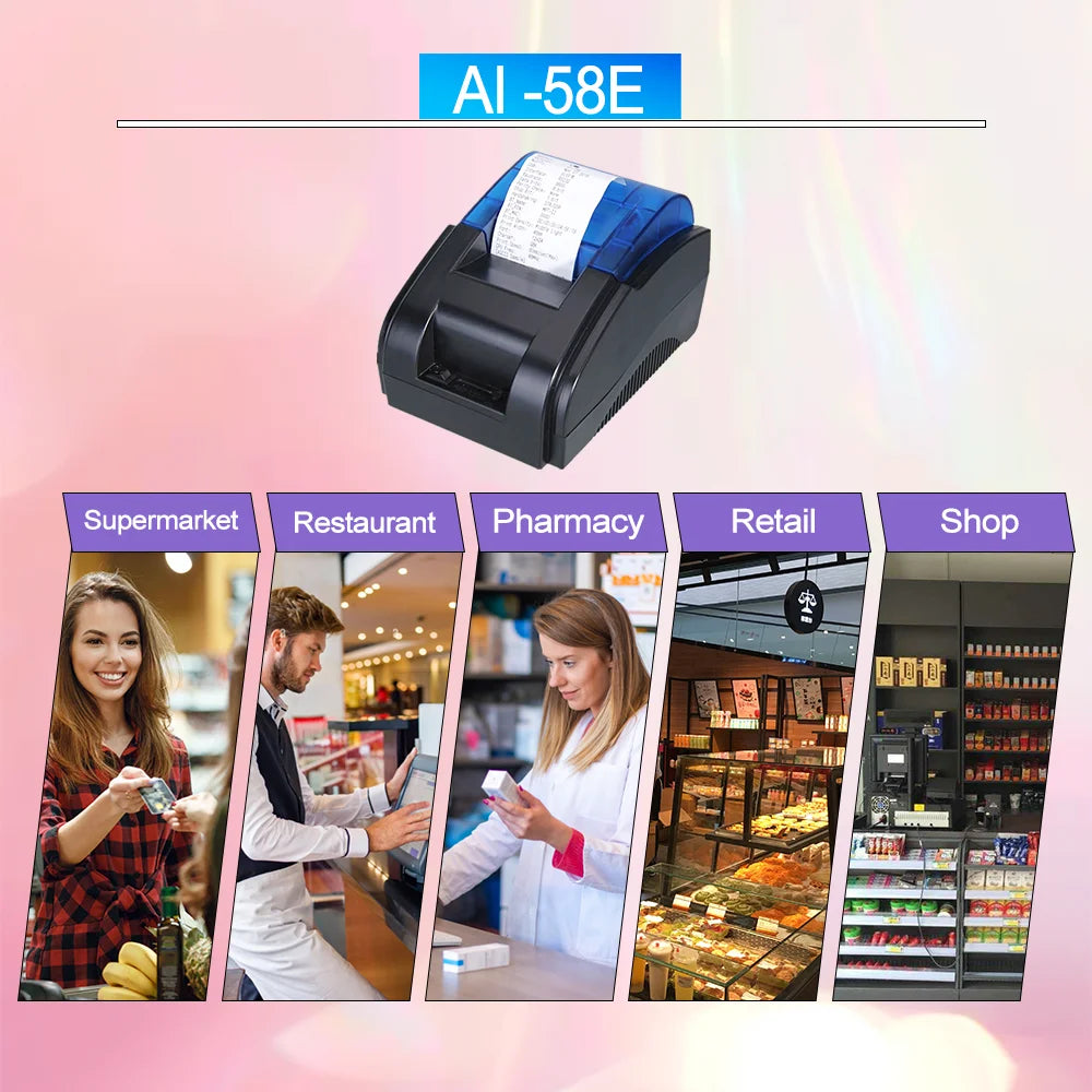 AIXW Dual Print Label and Receipt 58mm Thermal POS Printer Machine for Restaurant Bill Good Quality
