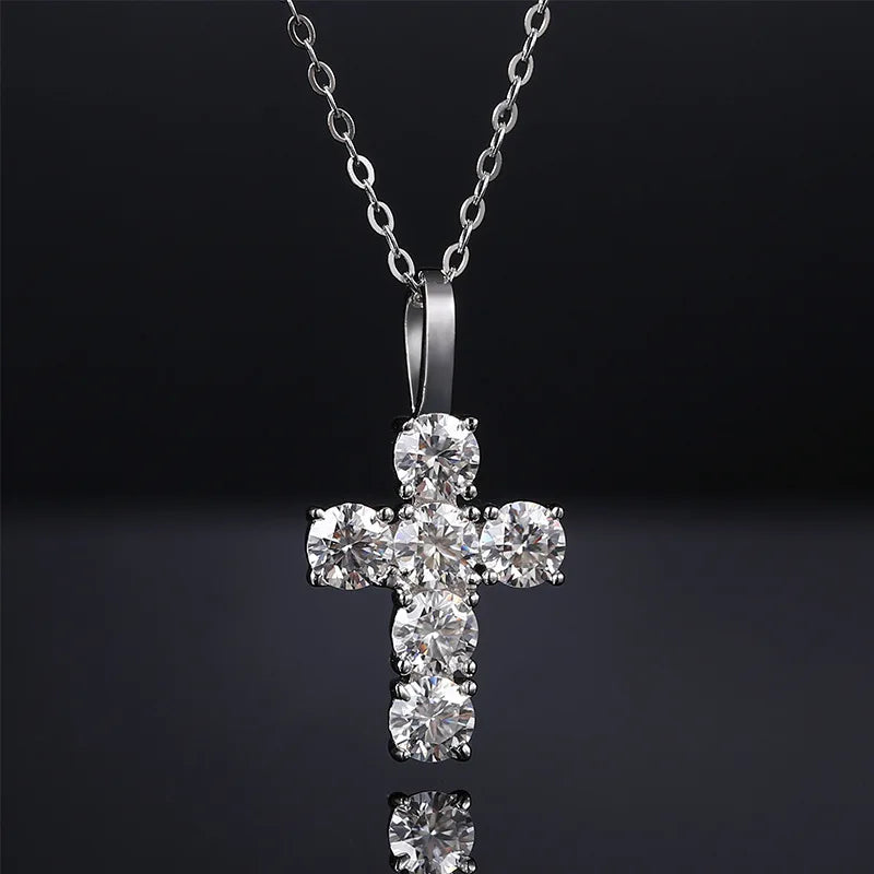 Fine 925 Sterling Silver Moissanite Pendant Hip Hop Iced Out Jewelry Cross  Charms Necklaces for Men