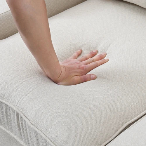Overseas Warehouse US Stock Beige Fabric Solid Manufactured Wood Pocket Spring 4-Seater Modern Linen Fabric Sofa