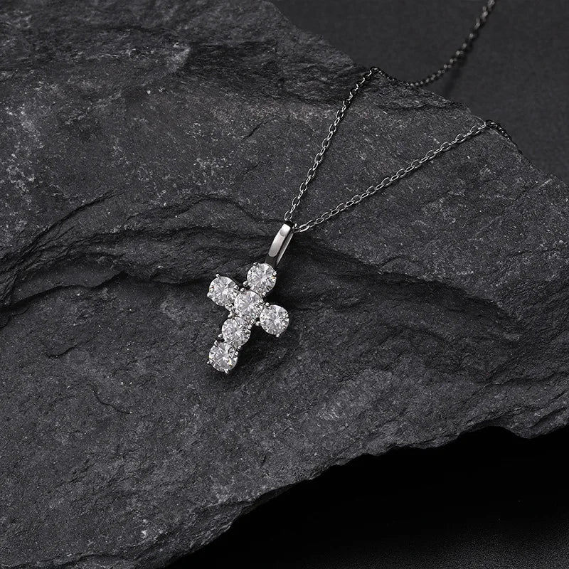 Fine 925 Sterling Silver Moissanite Pendant Hip Hop Iced Out Jewelry Cross  Charms Necklaces for Men