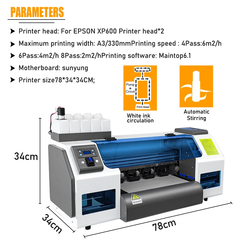 30cm A3 Size Impresora Direct to Pet Film Dtf Printers Printing Machine XP600 Heads Dtf Printer