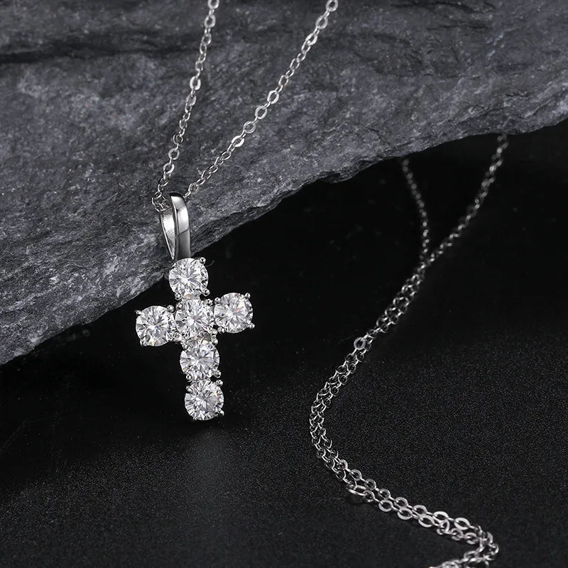 Fine 925 Sterling Silver Moissanite Pendant Hip Hop Iced Out Jewelry Cross  Charms Necklaces for Men