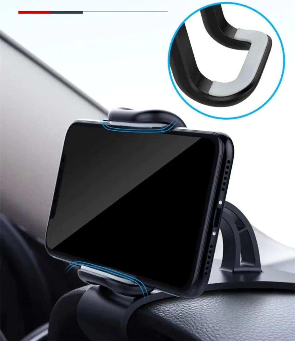 Universal Car Phone Holder - 360° Rotatable Auto Grip Dashboard Stand for Mobile Phones
