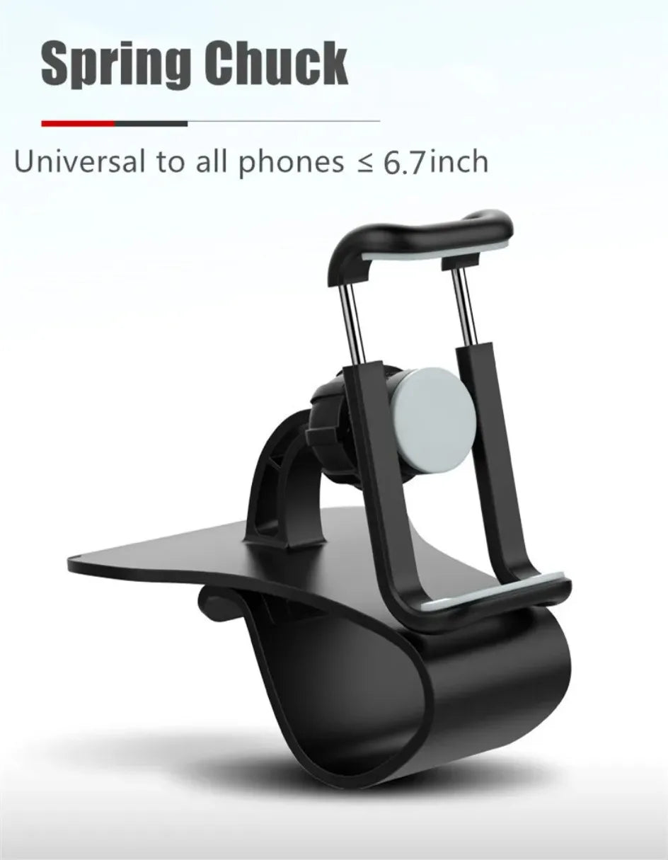 Universal Car Phone Holder - 360° Rotatable Auto Grip Dashboard Stand for Mobile Phones