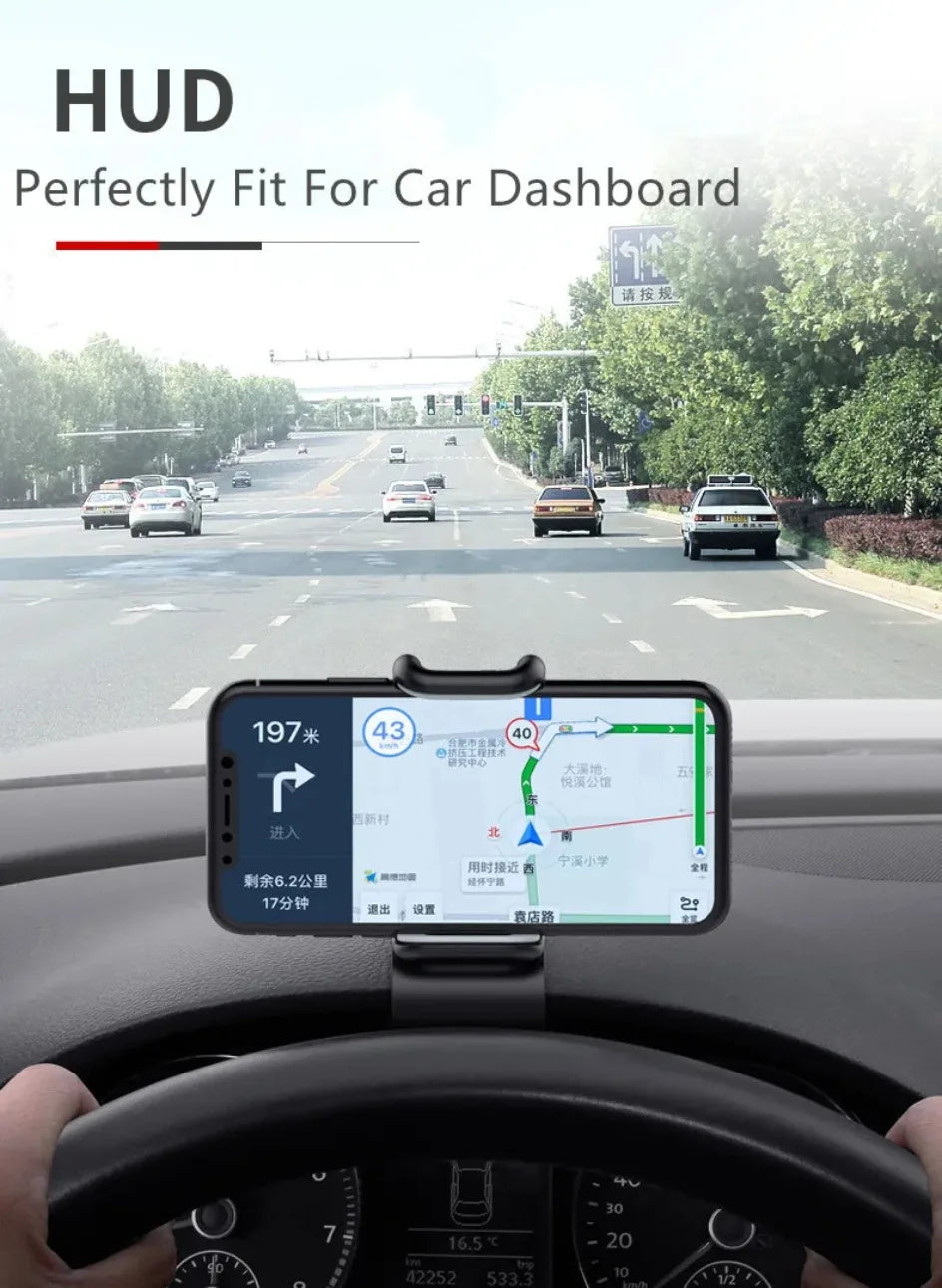 Universal Car Phone Holder - 360° Rotatable Auto Grip Dashboard Stand for Mobile Phones