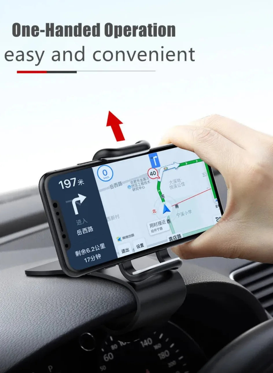 Universal Car Phone Holder - 360° Rotatable Auto Grip Dashboard Stand for Mobile Phones